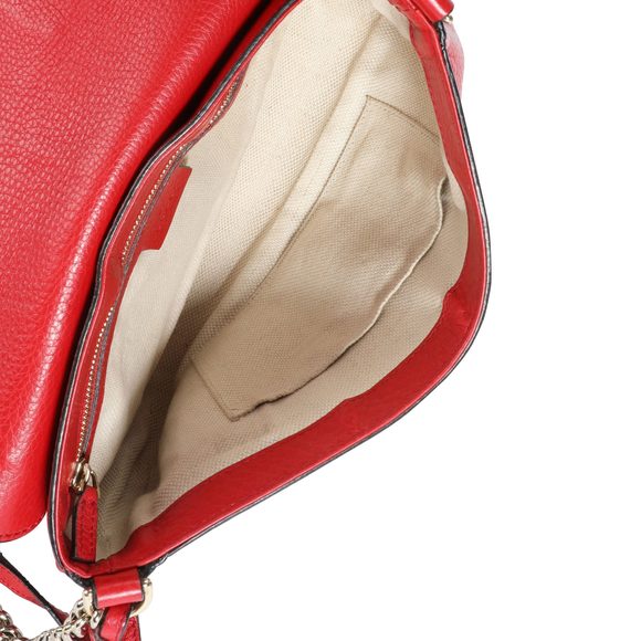Gucci Red Pebbled Leather Medium Soho Chain Bag - Picture 8 of 9